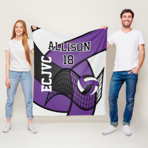 Manta Polar Voleibol personalizado 🏐 Deporte-Púrpura, Blanco