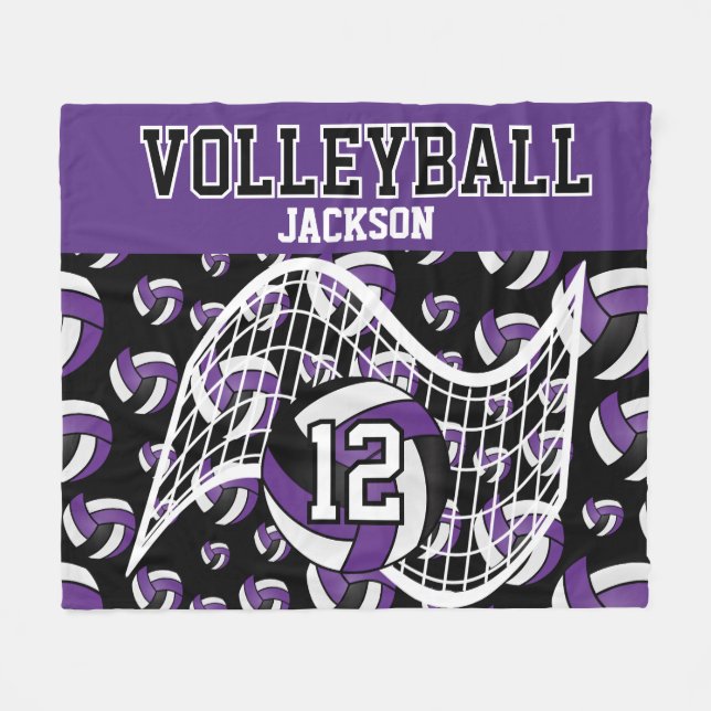 Manta Polar Voleibol - Purple, Black and White Fleece Blank (Frente (Horizontal))