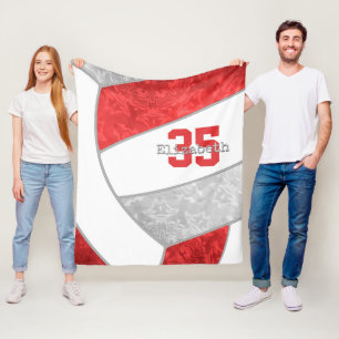Manta Polar voleibol rojo grisáceo con nombre personalizado de