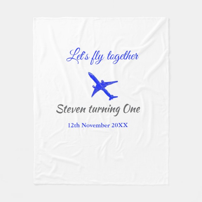 Manta Polar Volemos juntos el primer avión de cumpleaños azul  (Anverso)