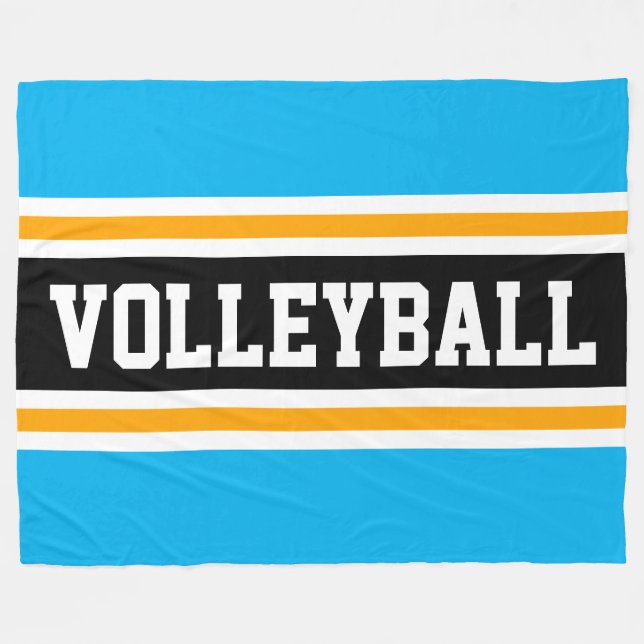 Manta Polar VOLLEYBALL Bright Sky Blue Yellow Black Strips (Frente (Horizontal))