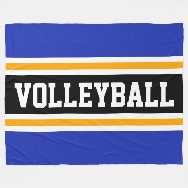 Manta Polar VOLLEYBALL Fun Nave franjas negras amarillas azule (Frente (Horizontal))