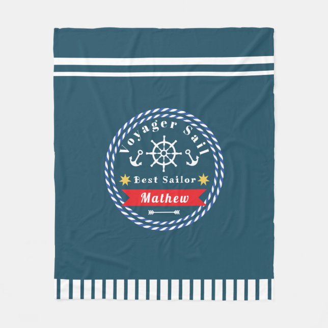 Manta Polar Voyager Nautical Mejor marinero azul oscuro (Anverso)