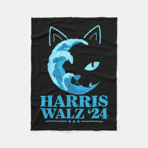 Manta Polar W 24 Ola Azul De Gatos Damas Votan Por Kamala