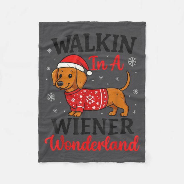 Manta Polar Walking In Weiner Wonderland Mini Dachshund Christ (Anverso)