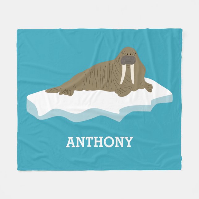 Manta Polar Walrus en un Ilustracion Iceberg personalizado (Frente (Horizontal))