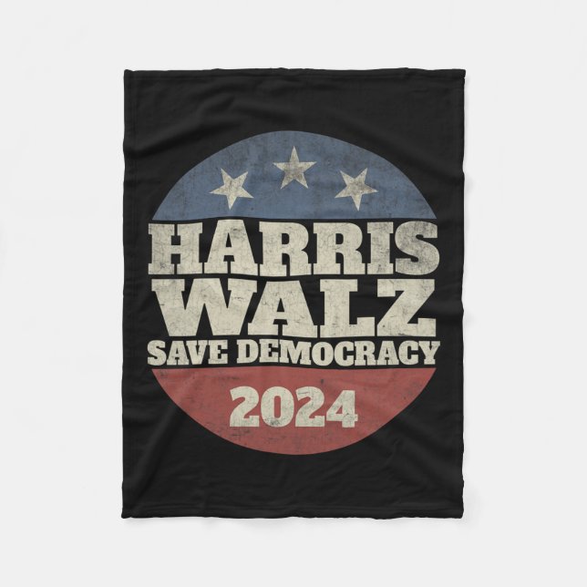 Manta Polar Waltz 2024 Save Democracy Shirt Retro Button Elect (Anverso)