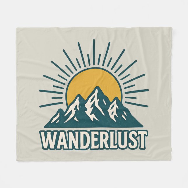 Manta Polar Wanderlust Retro Teal Mountain Sunrise | Hiking (Frente (Horizontal))