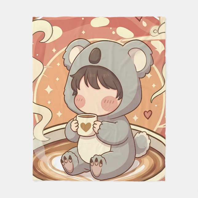 Manta Polar Warm & Cozy Chibi Koala Adventure Fleece Blanket (Anverso)