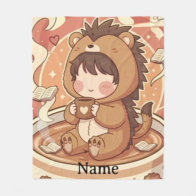 Manta Polar Warm Hedgehog Brew Cozy Fleece Blanket (Anverso)