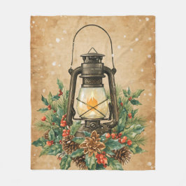 Manta Polar Warm lantern christmas holly pine rustic cozy