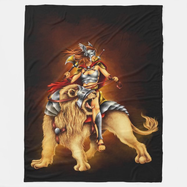 Manta Polar Warrion Leon Rider Fantasy Fleece Blanket (Anverso)