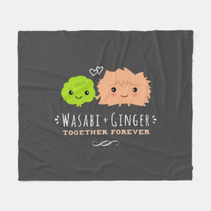 Manta Polar Wasabi y Jengibre Juntos por Siempre Kawaii Lind