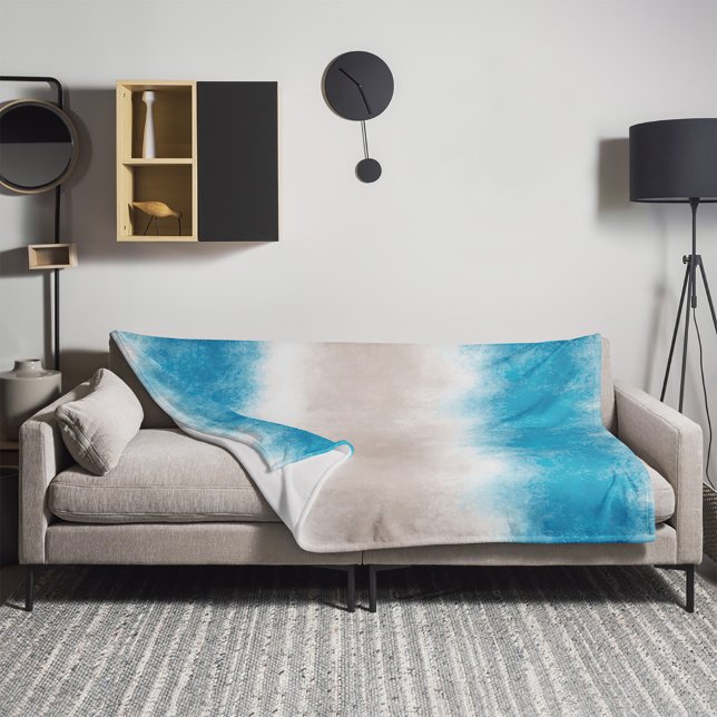 Manta Polar Watercolor Beach Waves Blue Waters (Subido por el creador)