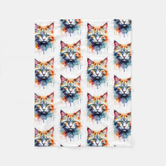 Manta Polar Watercolor Cat Multicolor Splash art