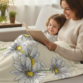 Manta Polar Watercolor Daisy Boho Family Christmas Gift