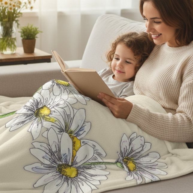 Manta Polar Watercolor Daisy Boho Family Christmas Gift (Subido por el creador)