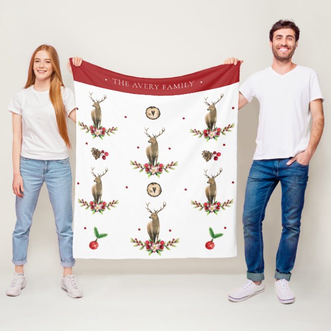 Manta Polar Watercolor Deer Navidades Idyll Design (In situ)