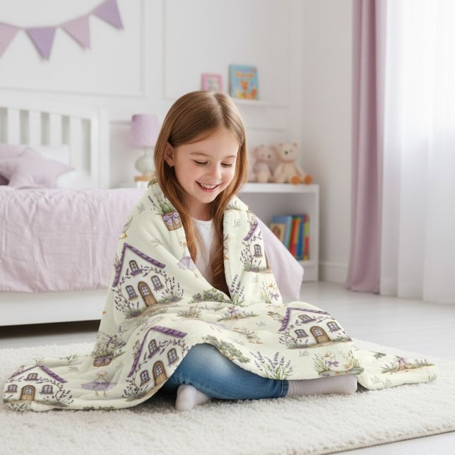 Manta Polar Watercolor Goose Lavender Farm House (Subido por el creador)