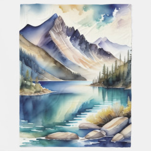 Manta Polar Watercolor Mountain Lake Scene 4:5 Poster
