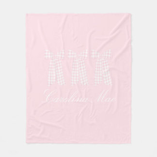 Manta Polar Watercolor Preppy Pink Gingham Bow