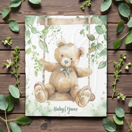 Manta Polar Watercolor Shades of Green Teddy Bear