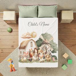 Manta Polar Watercolor Whimsical Farm Animals