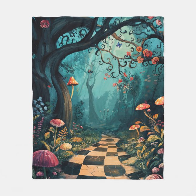 Manta Polar Watercolor Whimsical Wonderland Path (Anverso)