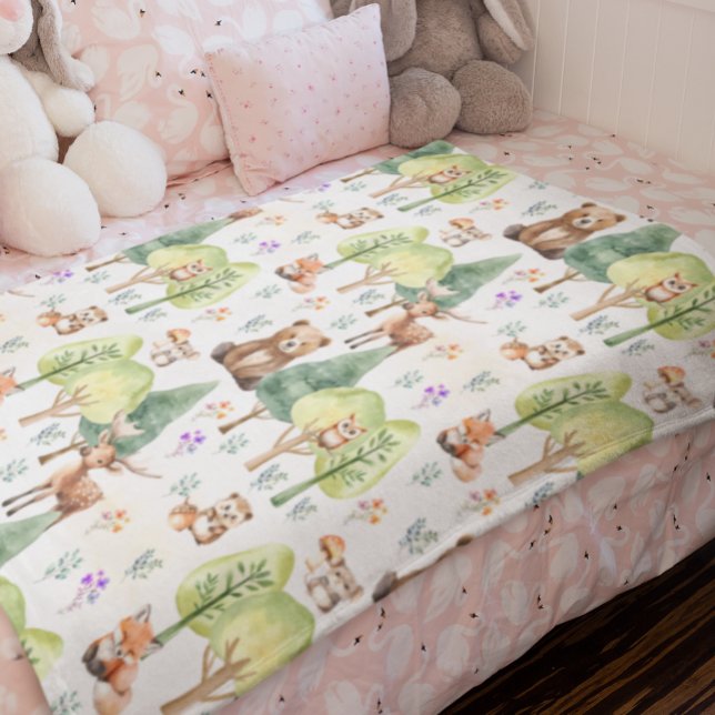 Manta Polar Watercolor Woodland Animal Nursery Child Room (Subido por el creador)