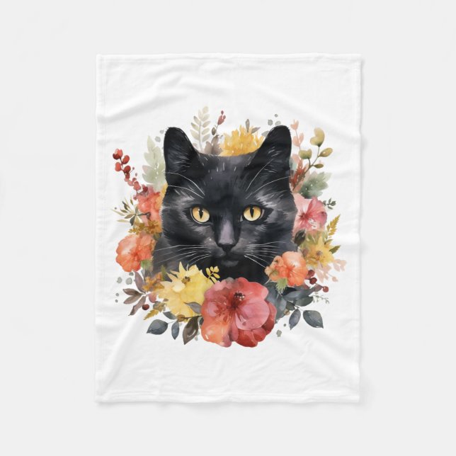 Manta Polar Watercolour Black Cat (Anverso)