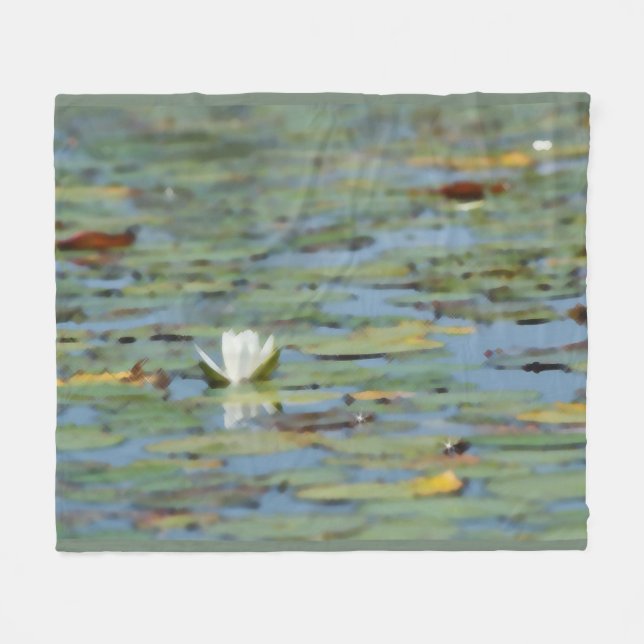 Manta Polar Waterlily Lake Flower Watercolor Fleece Blanket (Frente (Horizontal))