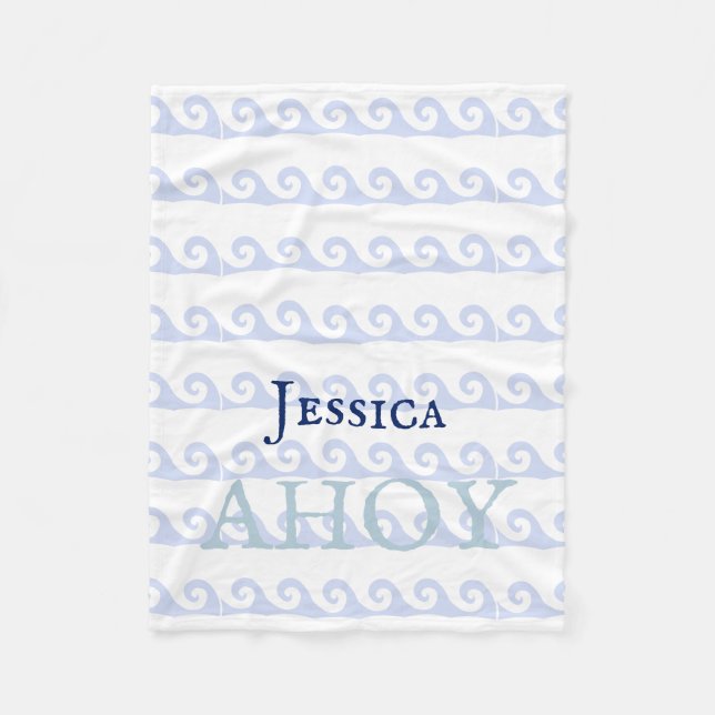 Manta Polar Waves Ahoy Personalizado (Anverso)