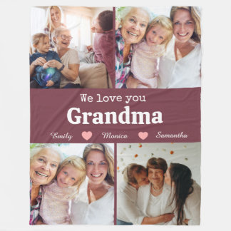 Manta Polar We love you grandma elegant script 4photo keepsake