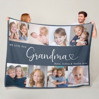 Manta Polar We Love you Grandma Script 8 Photo Modern