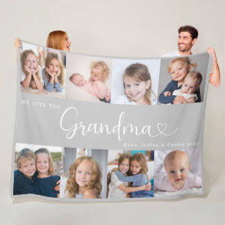 Manta Polar We Love you Grandma Script 8 Photo Modern