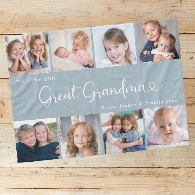 Manta Polar We Love You Great Grandma Photo Collage Heart (Subido por el creador)