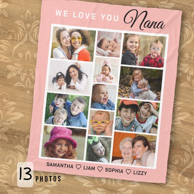 Manta Polar We Love You Nana Grandchildren 13 Photo Collage   (Subido por el creador)