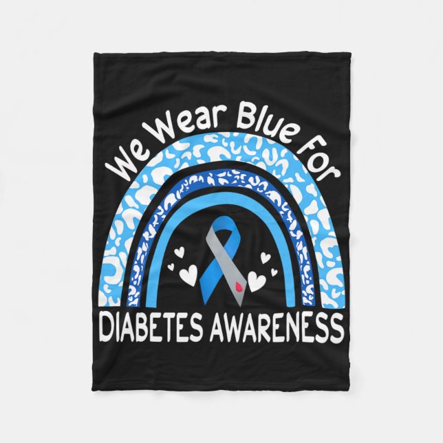 Manta Polar We Wear Blue For Diabetes Awareness Rainbow Leopar (Anverso)