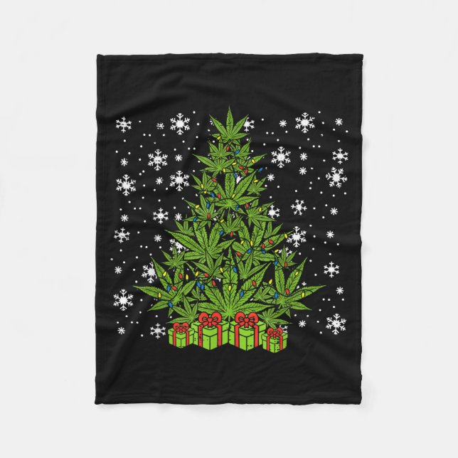 Manta Polar Weed Christmas Tree Funny Xmas T Men Women  (Anverso)