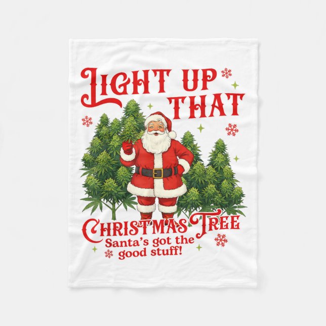 Manta Polar Weed Lover Smoking Light Up Christmas Tree  (Anverso)