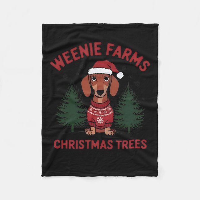 Manta Polar Weenie Farms Dachshund Árboles navideños Perro Wie (Anverso)