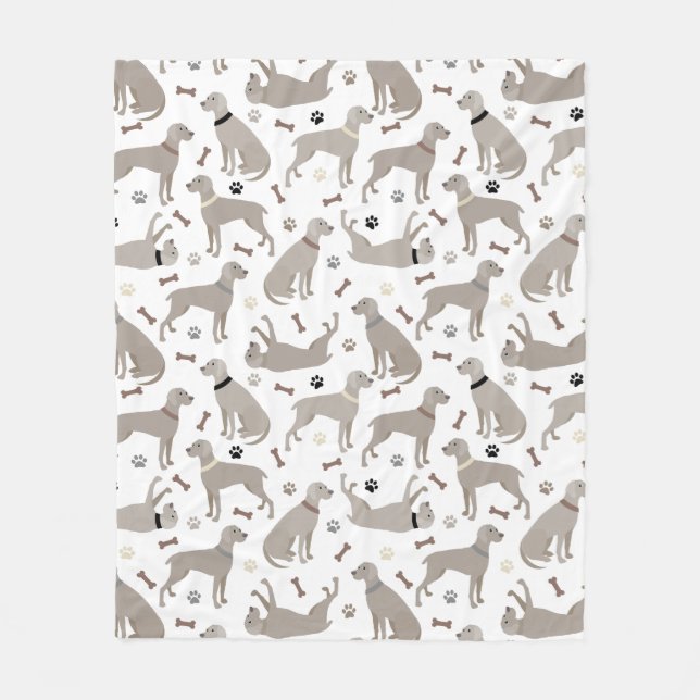 Manta Polar Weimaraner Bones and Paws Fleece Blanket (Anverso)