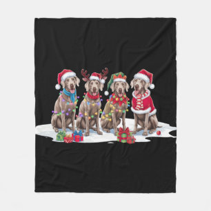 Manta Polar Weimaraner Santa hat antlers Navidades elefantes