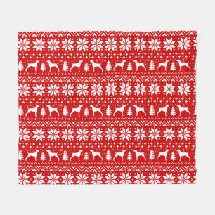 Manta Polar Weimaraner siluetea rojo del modelo del navidad