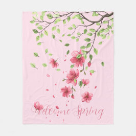 Manta Polar Welcome Spring with Romantic Pink Cherry Blossom
