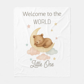 Manta Polar Welcome to the World Baby Blanket Boho Watercolor