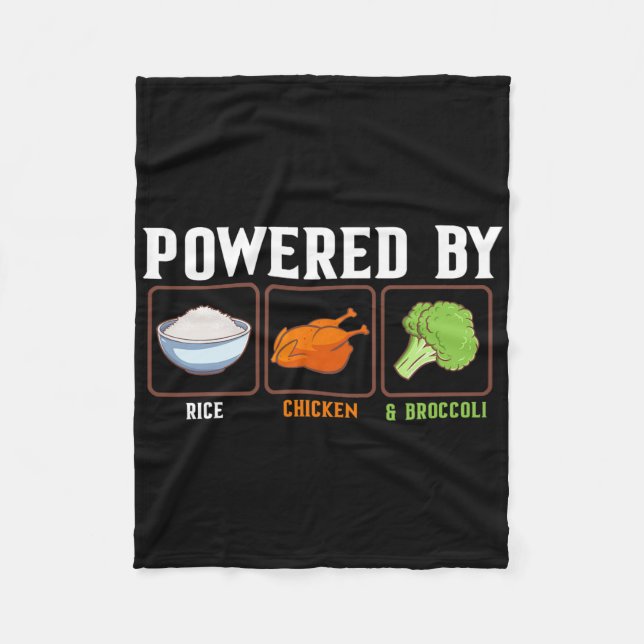 Manta Polar Wered By Rice Chicken And Broccoli Funny New Year  (Anverso)