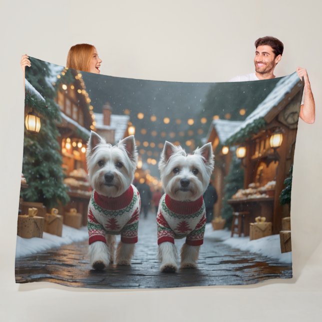 Manta Polar West Highland White Terrier Dogs Christmas Snow  (In situ)