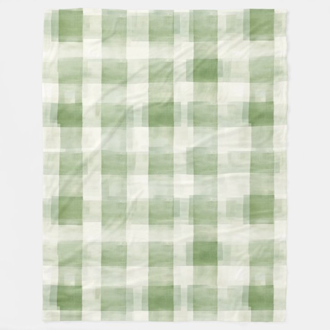 Manta Polar Western Green Cream Plaid Stripes Country   (Anverso)