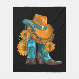 Manta Polar Western Hat And Cowboy Boots With Sunflowers